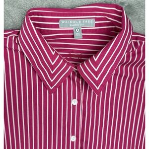 Foxcroft Button Up Shirt Womens 16 Shaped Fit Wrinkle Free Striped L/S Blouse